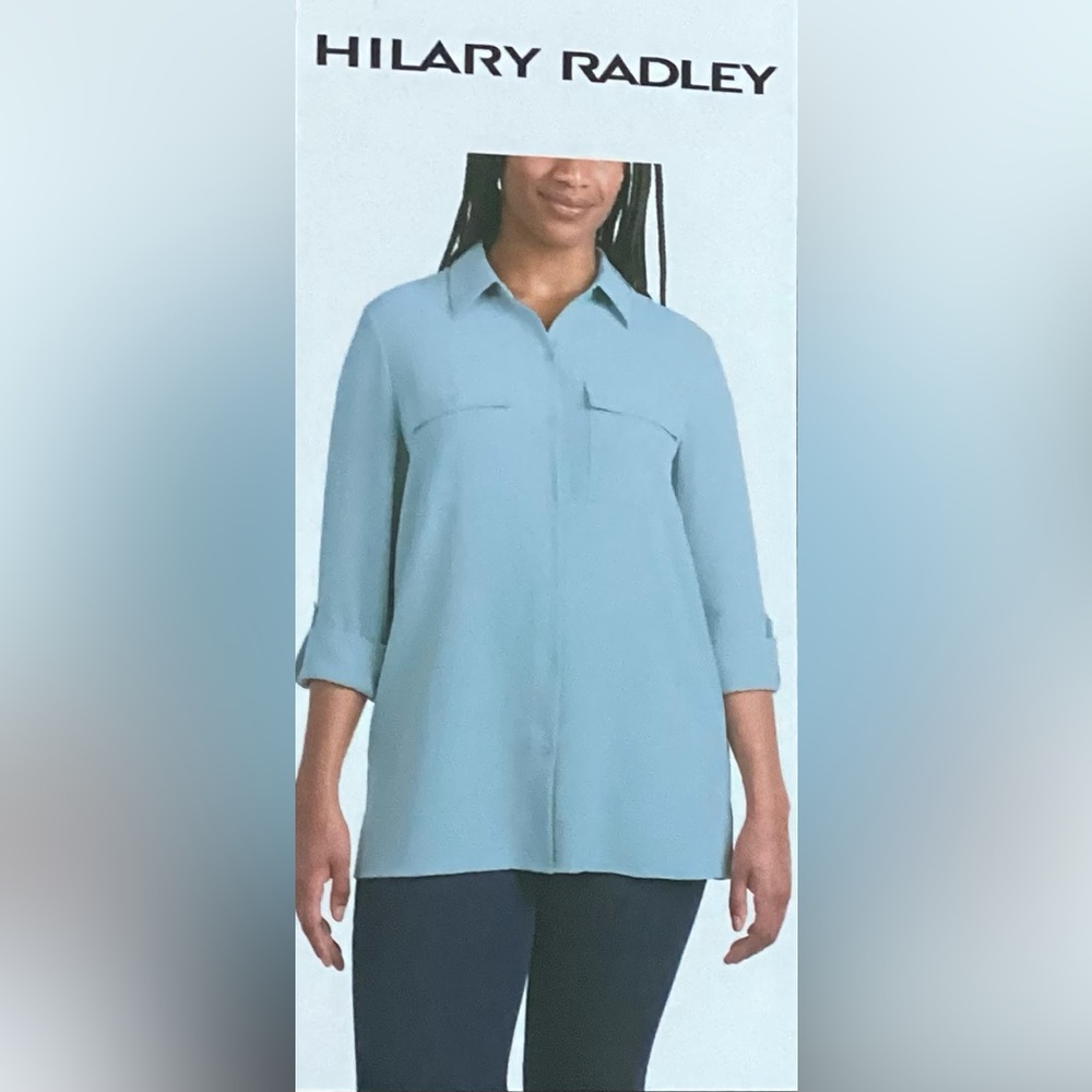 Hilary Radley Women's Light Blue Button Down Shirt